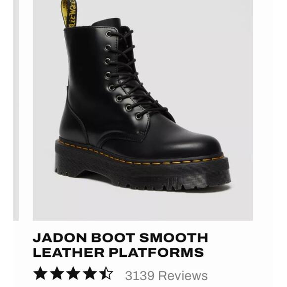 Worn TWICE $210 Dr. Marten Jadon Smooth Black Leather Platform Combat Boots 8 - Picture 1 of 15